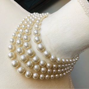 Vintage mid century quad graduated strand choker necklace